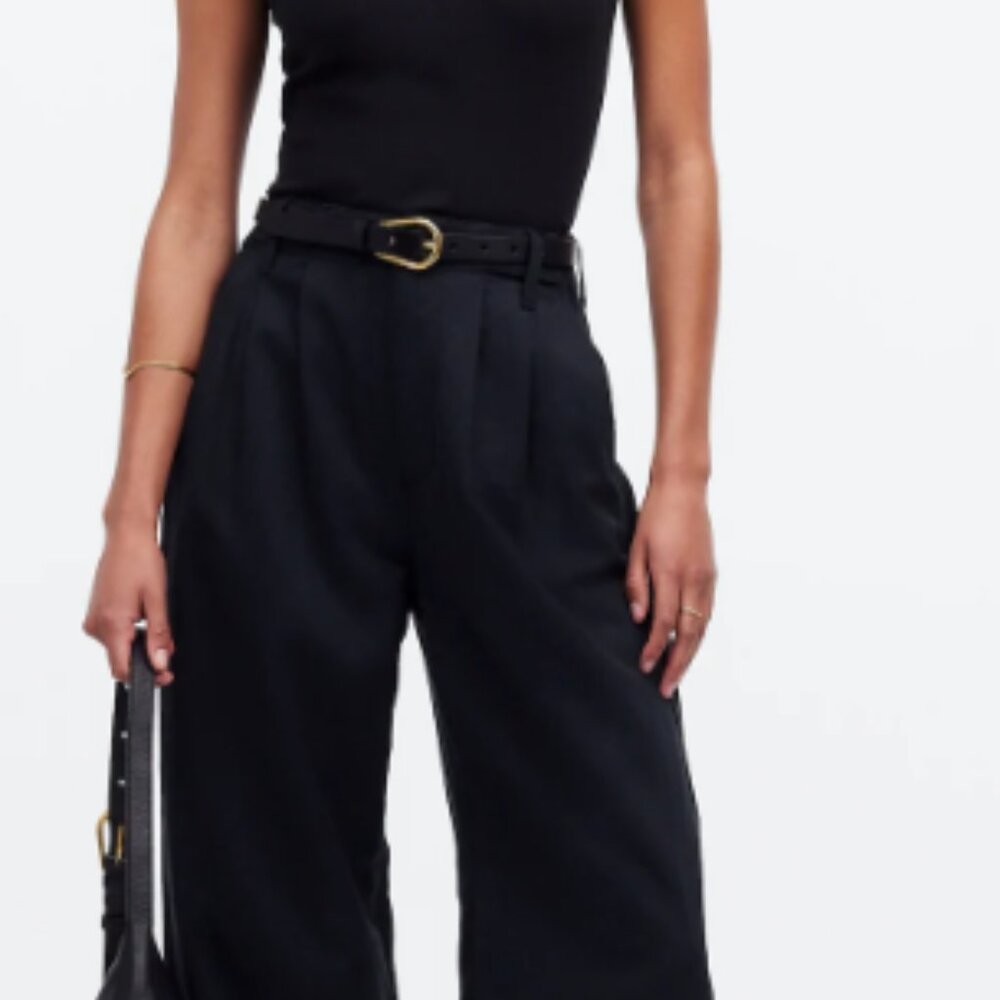 NWT Madewell The Harlow Wide-Leg Pant in Drapey Twill, black sz 14